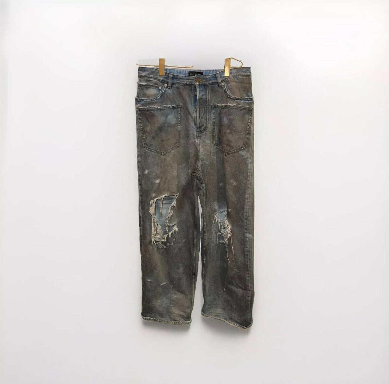 Balenciaga Patched Pockets Baggy Jeans in Blue