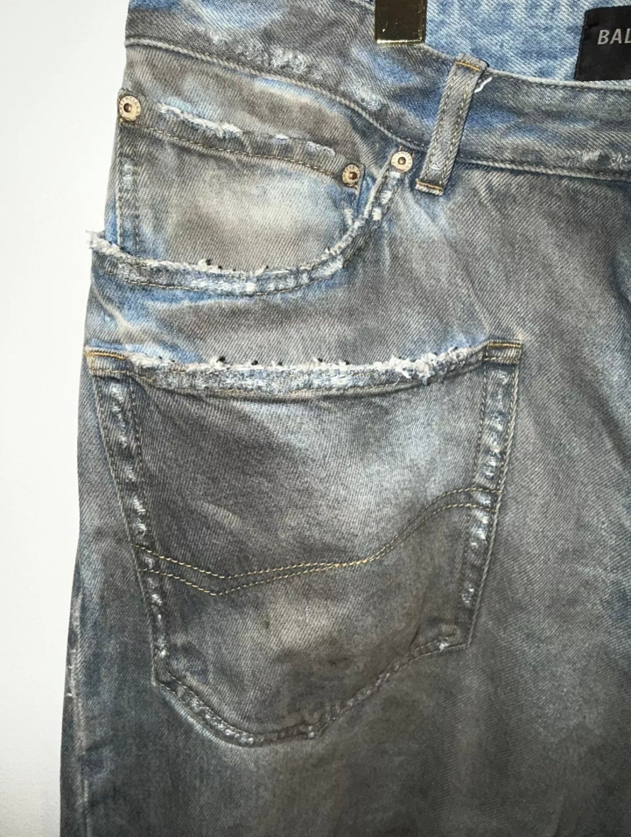 Balenciaga Patched Pockets Baggy Jeans in Blue