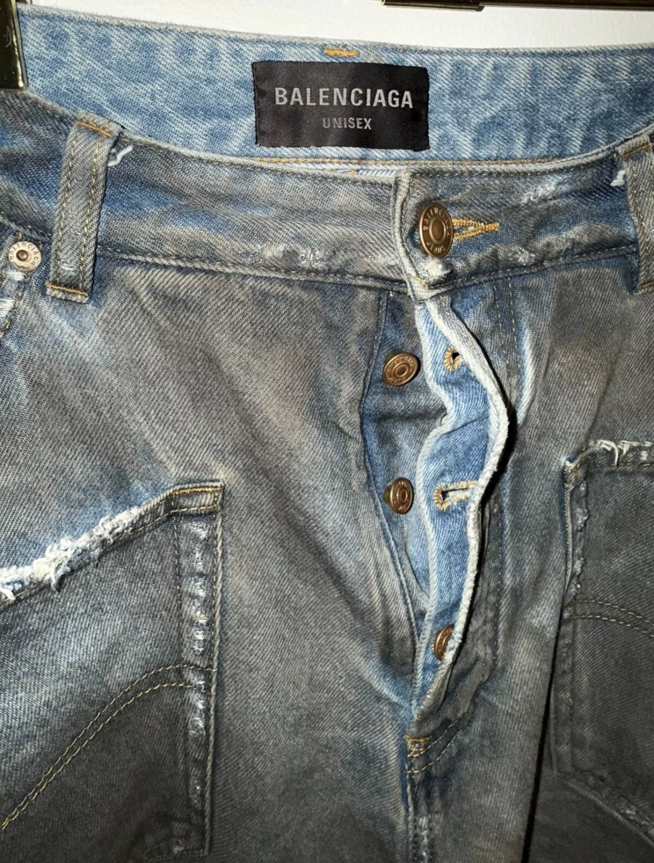 Balenciaga Patched Pockets Baggy Jeans in Blue